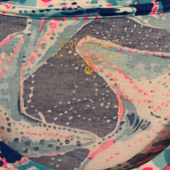 Lilly Pulitzer Indigo "Starstruck" Dori Tee Shirt Top Sz M - Picture 2 of 3